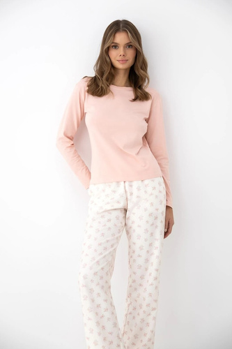 Pijama de mujer Sensis Royal rosa-ecru bambú algodón pantalones largos