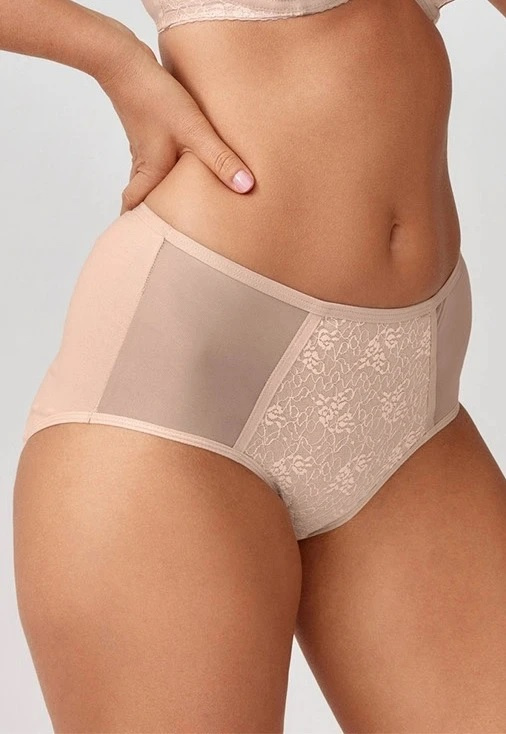Braguitas beige para mujer Azal Blanka de algodón con encaje, de corte cerrado