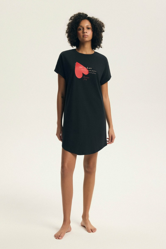 Camisón de señora 44490 Emela melocotón Henderson, 100% algodón, manga corta, medio escote redondo