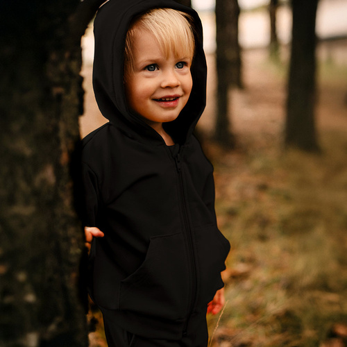 Sudadera Simply Comfy Niño Eevi negra - algodón, cremallera con capucha