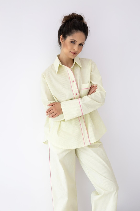 Pijama mujer Sensis Raven lima – algodón, camisa con botones y pantalón