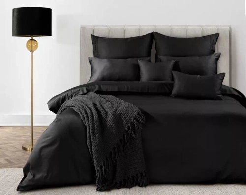 1B Elegante ropa de cama de satén Eva Minge Eurofirany negro | 100% algodón macosatin