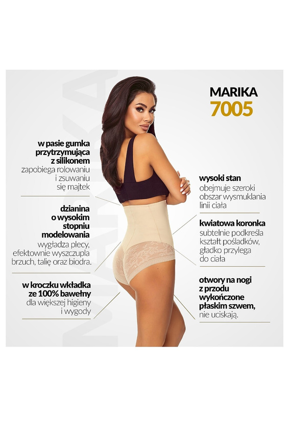 Lapinee 7005 Marika Braguitas moldeadoras beige de talle alto anti-roll