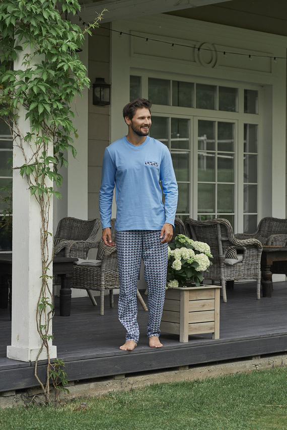 Jaromir Hombres de manga larga, pantalón largo Moda Italiana - azul/print