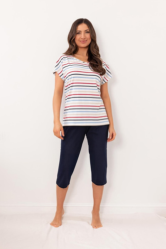 Pijama mujer Regina 4001 viscosa rayas pantalón 3/4 cómodo