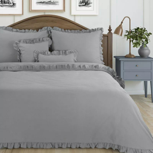 Ropa de cama de algodón con volante Eurofirany 100% algodón con cremallera plateada