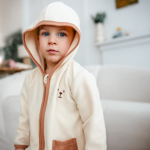 Beary Cool Chaqueta polar para niños Eevi - crudo, con capucha
