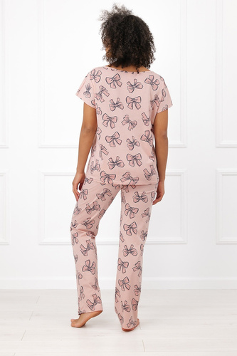 Italian Fashion Silano pijama de mujer 100% algodón pantalones largos con lazos