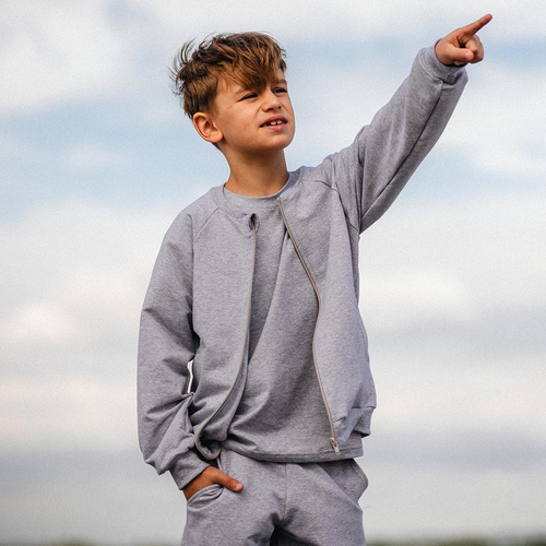 Sudadera bomber Simply Comfy Niño Eevi gris - algodón, ligera, sin capucha