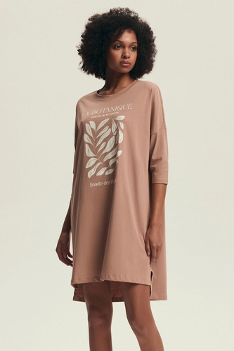 43692 Dextra Camisa Henderson Mujer de algodón melocotón, manga 3/4, estampada