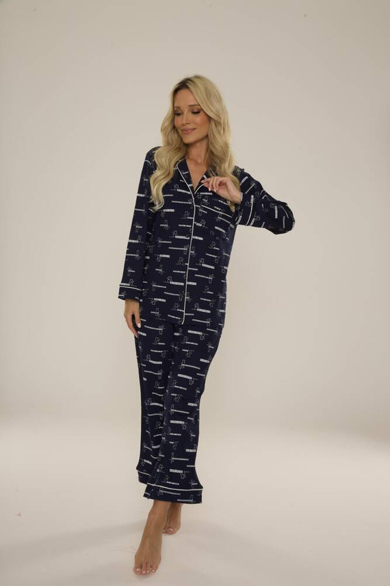 718 Madeleine Cat Love Pijama de mujer Forex - azul marino