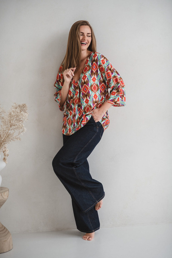 Blusa premamá Bahama Mama Milk&Love con estampado boho - viscosa, manga 3/4, oversize