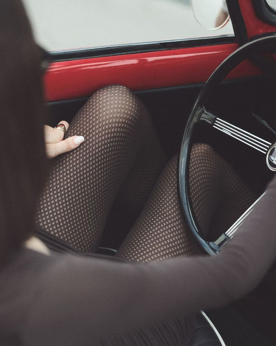 1236 Galia Leotardos 80 den Gabriella chocco - estampado, terciopelo, tecnología 3D