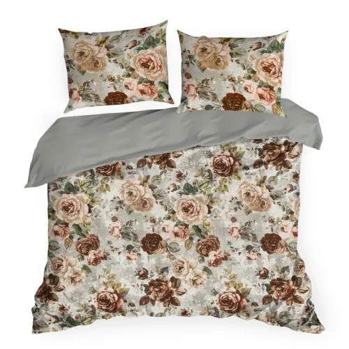 Eurofirany Felice ropa de cama de algodón satinado con estampado y cremallera