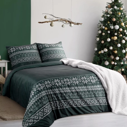 Jaremy Navidad ropa de cama de microfibra Eurofirany verde - decorado con la impresión de estilo escandinavo
