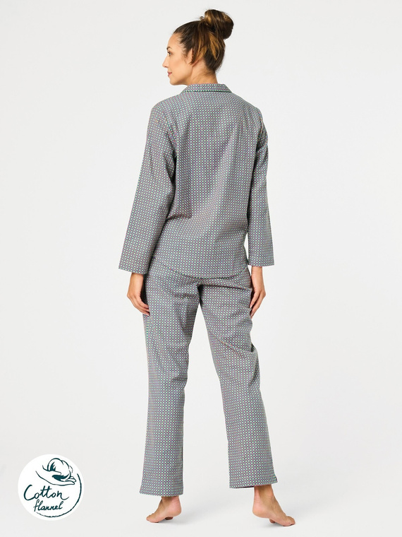 Pijama de señora LNS 429 Key peplite - algodón, manga larga, abotonado