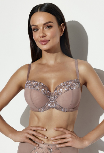 Sujetador Semi Soft Ava 2273 Mocha Mousse con Aros y Bordado Floral