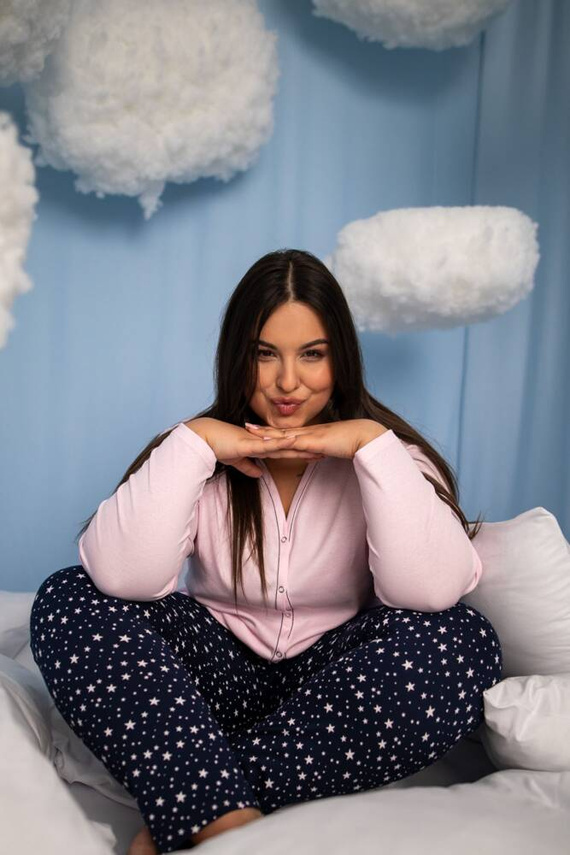 Libra Pijama de mujer manga larga y pantalón Moda Italiana - rosa/estampado