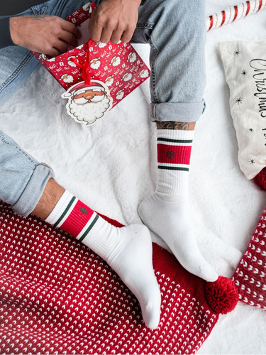 1290.040 Christmas tree sock - calcetines de Navidad para hombre Milena, blanco