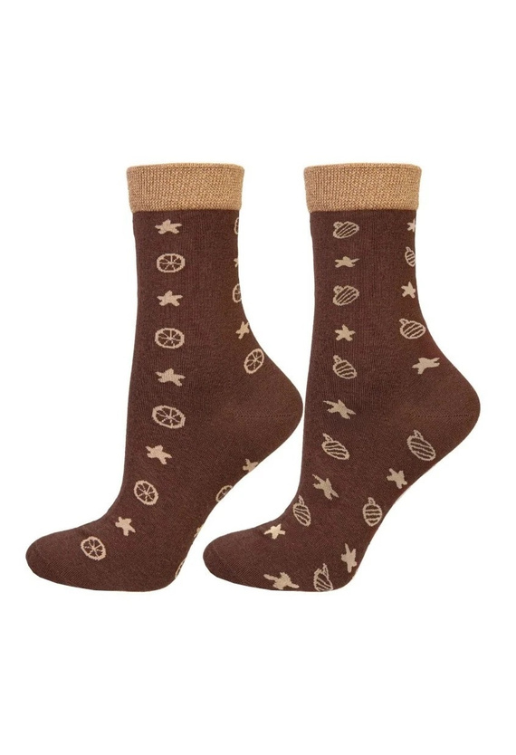 Calcetines de mujer Moraj CSLS 250-046 navideños con lúrex y galletas de jengibre