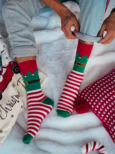 1290-038 Calcetines Elf Milena - calcetines de Navidad para hombre con motivo de elfos