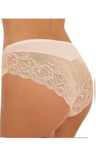 Braguitas femeninas Inga Emili beige de microfibra laser cut con malla bordada