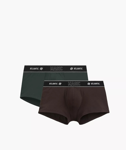 Bóxer masculino Atlantic Magic Pocket 2MH-1200 A2 2-pack verde-marrón – push-up algodón