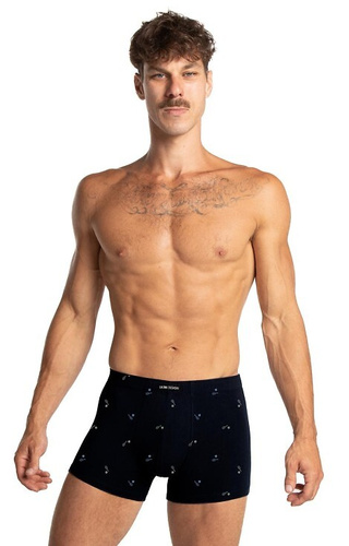 M-1074 Calzoncillos bóxer para hombre Lama - algodón, 2 unidades por caja, negro y azul marino