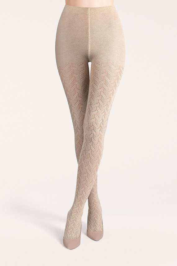 Leotardos de algodón Gabriella Cashmir wz.105 150 den latte/tono beige – cálidos, calados