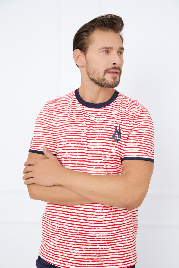 Flota Pijama manga corta hombre, short Moda Italiana - estampado rojo/azul