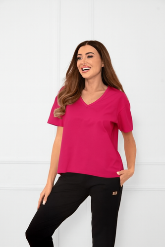 Klara - blusa de manga corta para mujer | Moda Italiana amaranto