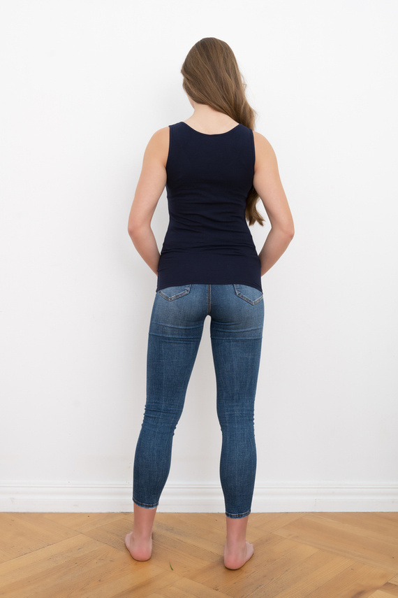 Ibiza Camisa hombros anchos Mujer Moda Italiana - azul marino