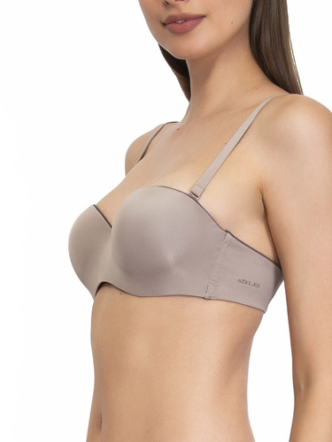 1580 Sujetador push-up Fantastic - bandeau, microfibra Sielei gris