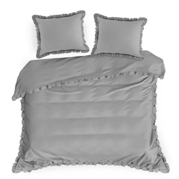 Ropa de cama de algodón con volante Eurofirany 100% algodón con cremallera plateada