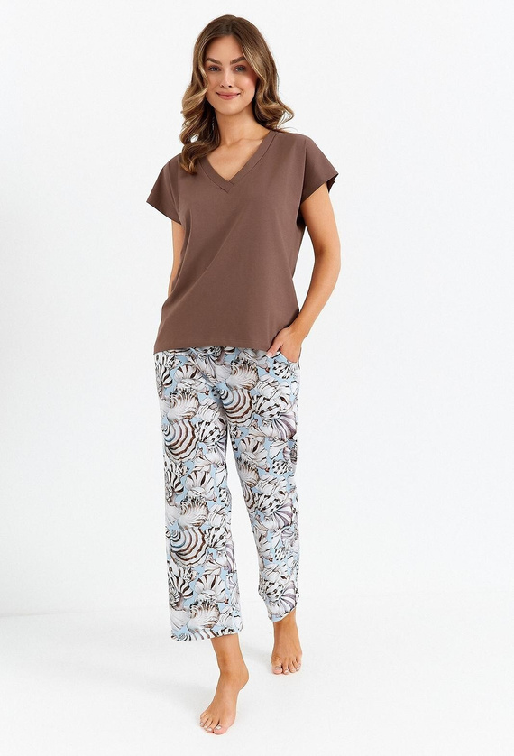485 Cana pijama mujer chocolate - algodón, dos piezas, elegante