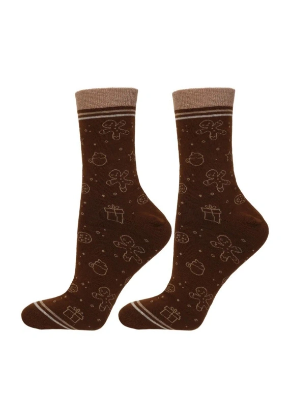 Calcetines de mujer Moraj CSL250-962 navideños con estampado de jengibre en lata para regalo