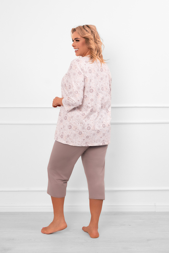 Pijama de señora Galea - algodón, manga 3/4 y pantalón, motivo floral Moda Italiana