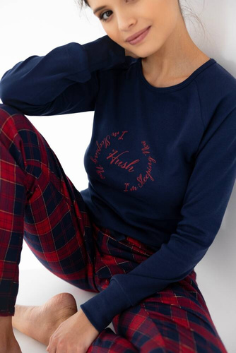 Emmeline Pijama de mujer Sensis Flannel - azul marino-rojo