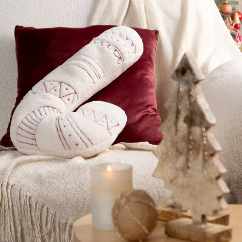 Chp 07B Eurofirany Cojín de Navidad 27x46 - bastón de caramelo, imitación buckeye, blanco