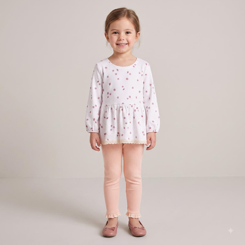 Nicol Hania 226138 Blusa para niña 100% algodón con basquiña y flores