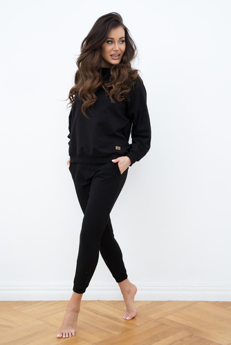 Parma Ladies conjunto manga larga, pantalón Italian Fashion - negro