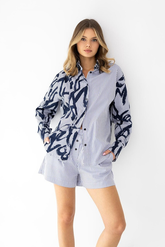 Pijama mujer Hallie algodón rayas botones manga larga cómoda
