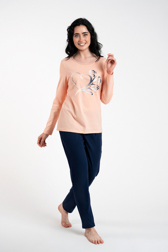 Pijama y pantalón de manga larga Arietta Ladies Italian Fashion - salmón