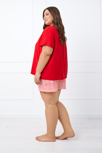 Flota Pijama de manga corta para mujer, pantalón corto Moda Italiana - estampado rojo