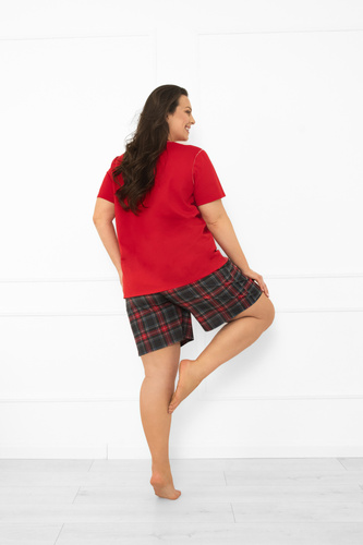 Pijama de mujer Italian Fashion en rojo - algodón, manga corta y pantalón corto, a cuadros