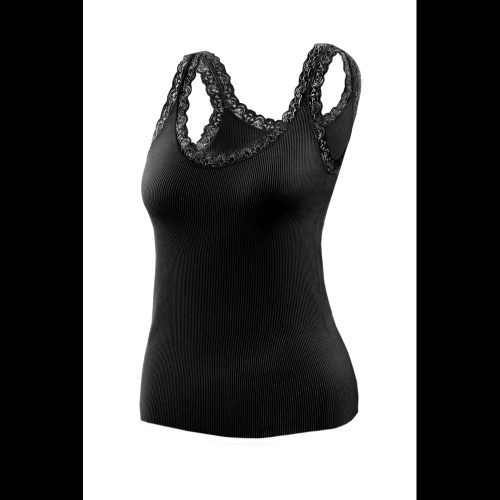 Camiseta mujer Sesto Senso 6109 encaje sin costuras elástica black