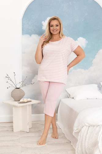 Pijama mujer algodón Regina 4013 rayas pantalón 3/4 cómodo