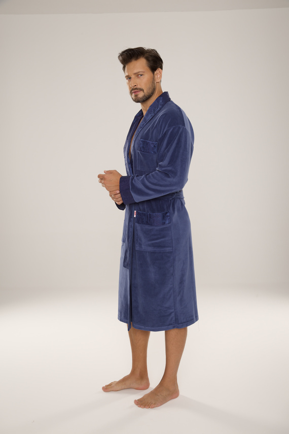 868 Noble albornoz de terciopelo para hombre De Lafense- elegante, suave, de primera calidad, vaquero