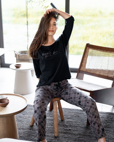 Sensis Reach For The Stars Pijama de mujer - negro-marrón