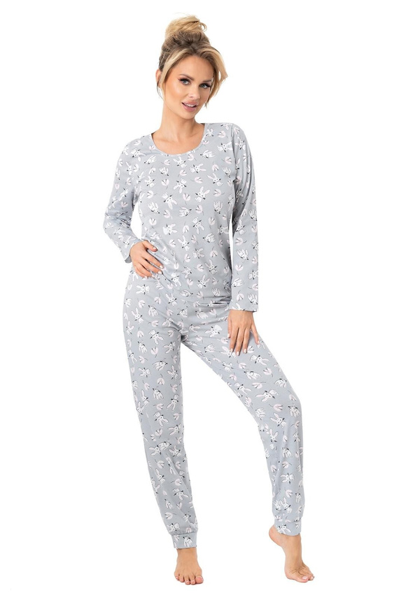 Pijama señora Bunny Long Donna gris - algodón, manga larga, cómodo conjunto
